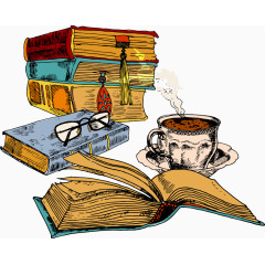 矢量书本和眼镜