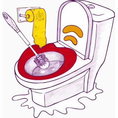 手绘刷马桶插画