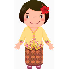 卡通人物民族服装矢量