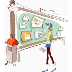 橱窗前的可爱少女