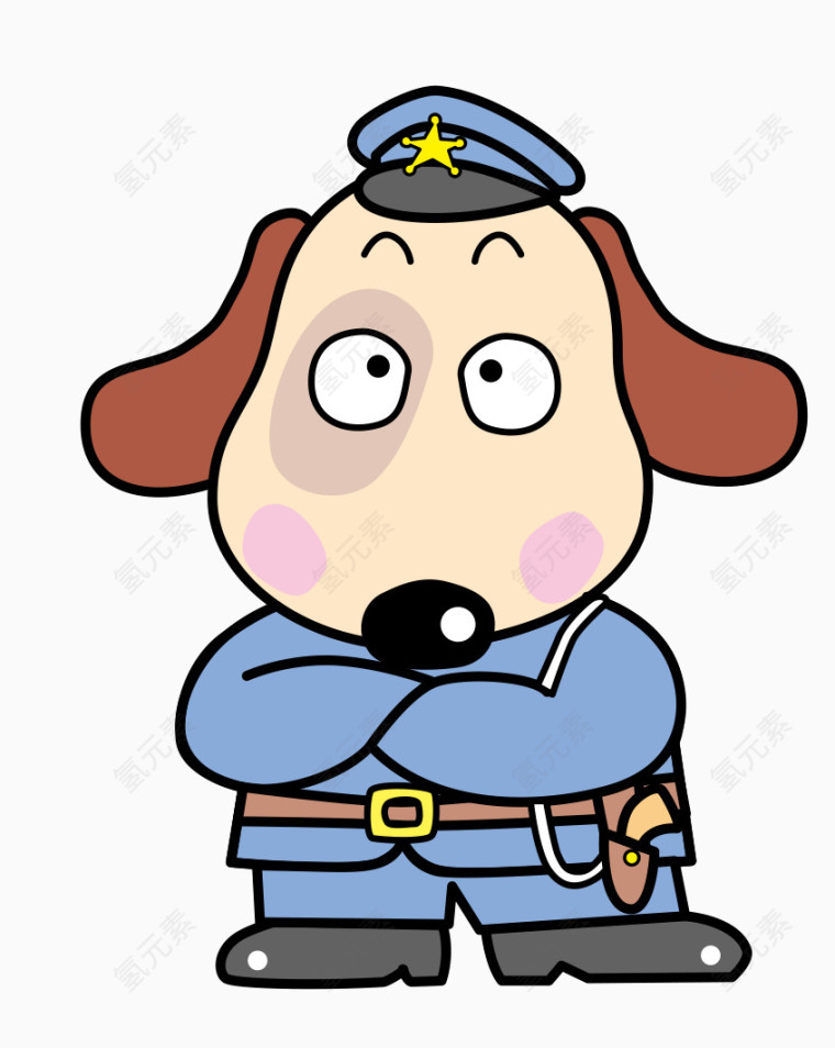 手绘警察狗狗
