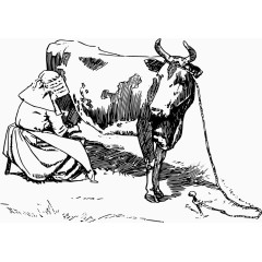 挤奶的奶牛场工人矢量图