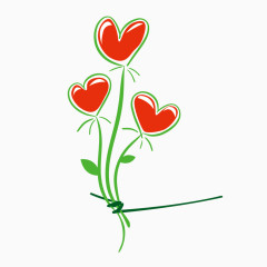 矢量卡通手绘红色爱心花束