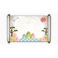 水墨画卷免抠素材