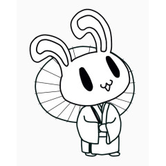 兔子蘑菇简笔画素材