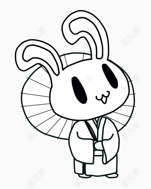 兔子蘑菇简笔画素材