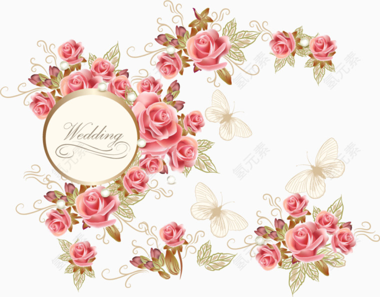 复古花朵花边矢量素材