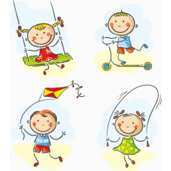 卡通学校小孩运动玩耍素材图片