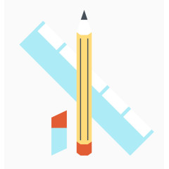 矢量尺子铅笔橡皮素材