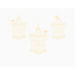 清新简约鸟笼造型设计装饰图案