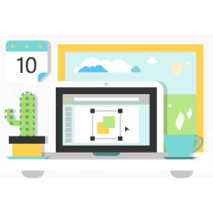 矢量工作室办公场景插图