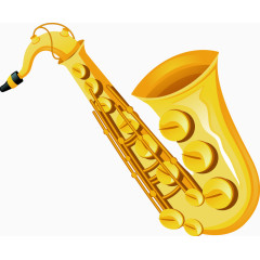 矢量手绘金色萨克斯