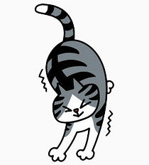 手绘发抖的花猫