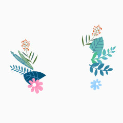 手绘创意合成花卉边框