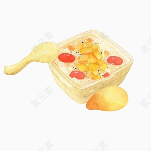 水果酸奶手绘画素材图片