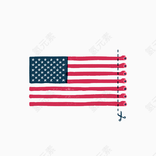 手绘趣味美国国旗