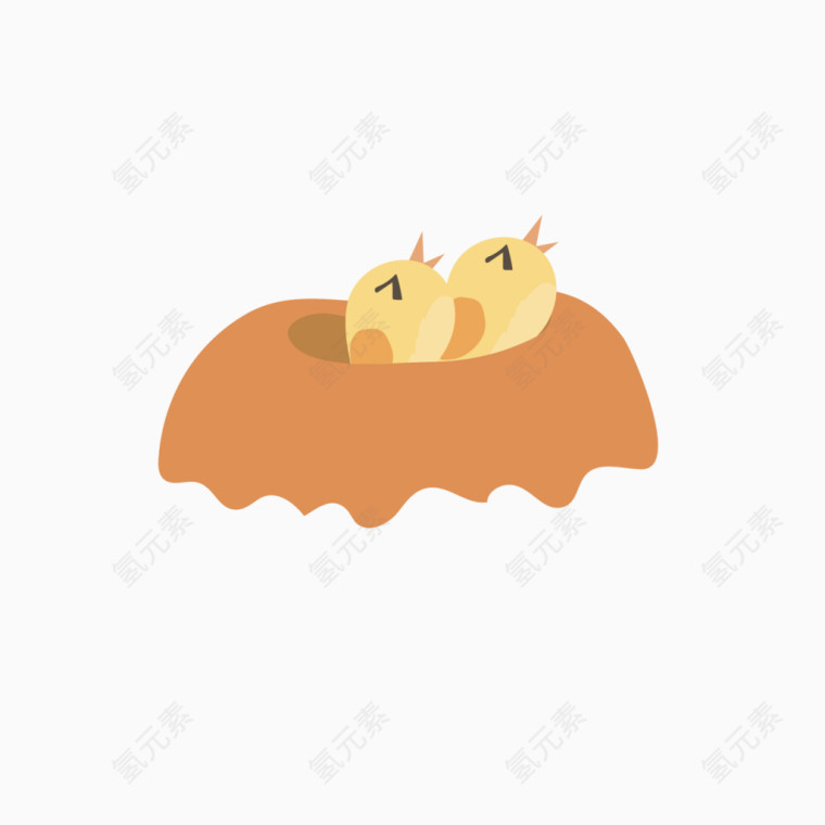 卡通可爱鸟巢小鸟