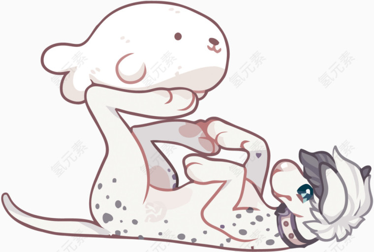 矢量玩海豹娃娃的小狗