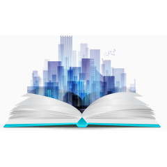 矢量手绘翻开的书本和建筑