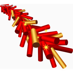 卡通金色红色鞭炮