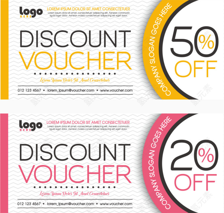 矢量彩色半圆环抵用券