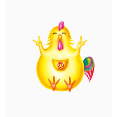一只欢快的卡通鸡
