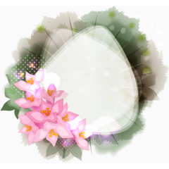 矢量水彩花朵装饰爱心边框