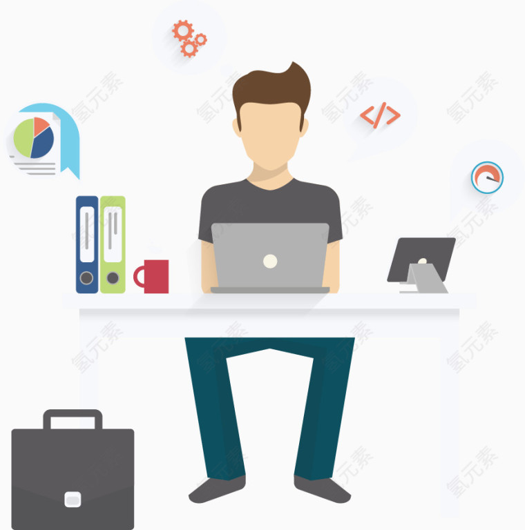 矢量坐着的办公人员