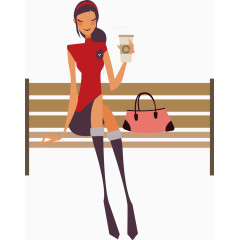 矢量扁平化街道长椅素材