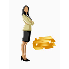 矢量金色卡通图案有钱人炫富