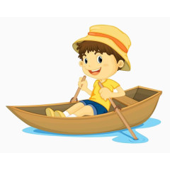 卡通人物划船