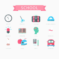 彩色的学校生活元素