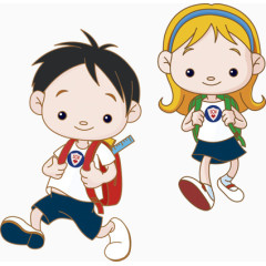 读书的小男孩小女孩