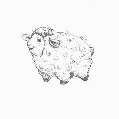 可爱小羊黑白简笔画