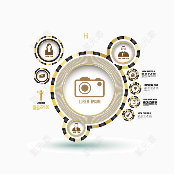 信息圆环ppt装饰矢量图