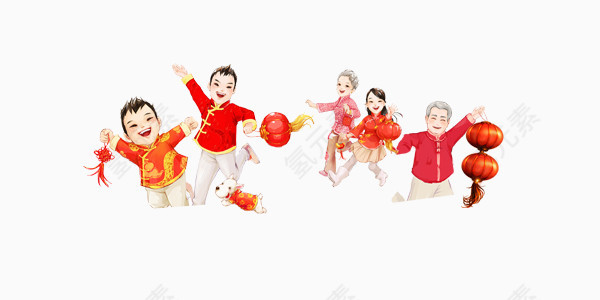 手绘节日人物素材