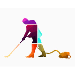 打扫卫生的男人矢量素材剪影