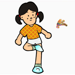 踢毽子的小女孩卡通画