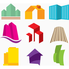 彩色简约建筑地产logo矢量图