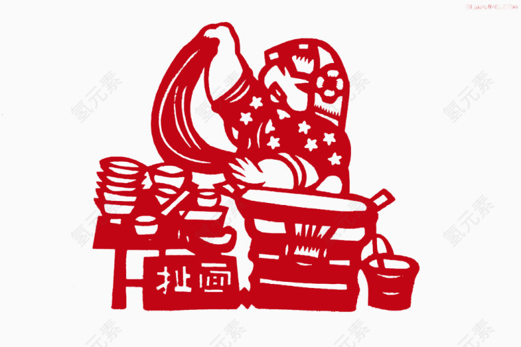 红色剪纸拉面