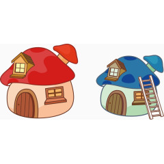 矢量卡通手绘小房子梯子