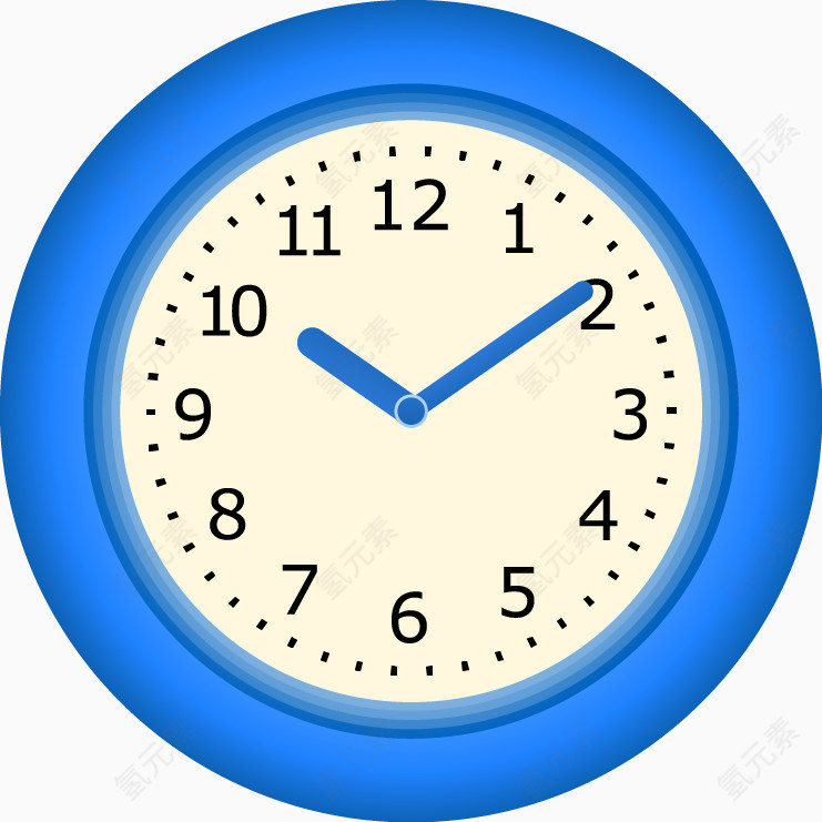 蓝色圆形时钟矢量插画