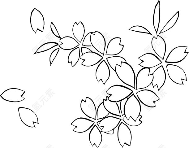 日本风格花草矢量素材