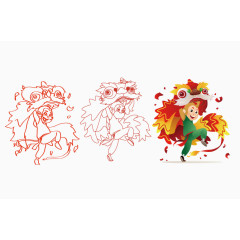 舞狮子的小猴形象