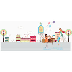 矢量扁平化城市街道素材