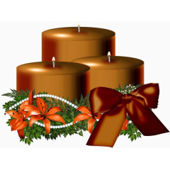 卡通棕色圣诞蜡烛蝴蝶结