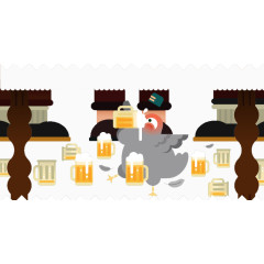 扁平喝醉的公鸡.