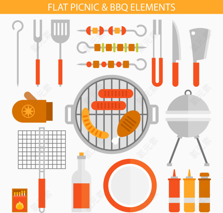 矢量手绘烤肉