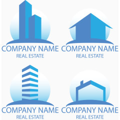 矢量手绘蓝色房产图标