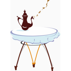 卡通绘画餐桌咖啡壶下午茶